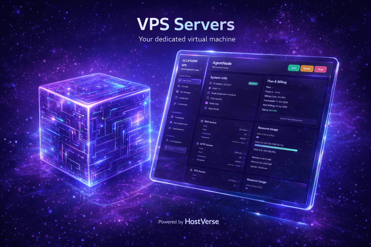 VPS Hosting — Manage virtual servers in the EclipsiumX Panel